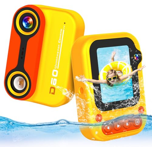 Kids Camera Underwater Camera for Kids 12MP 1080P HD Videocamera 3M/10FT Waterproof Camera with 2” LCD Lanyard 32GB SD Card Toy Gift Portable Selfie Camera for Boys Girls