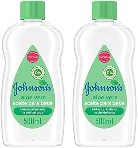 Johnson's Baby Aceite corporal hidratante para bebés con aloe vera (500 ml), aceite de bebé hipoalergénico para toda la familia, probado por pediatras, apto para masajes (Paquete de 2)