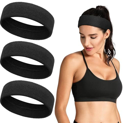 Tumurup Fascia Capelli Sport, Elastico Fascetta Capelli Uomo Donna fascia Tergisudore Antiscivolo Fascia Sudore Testa Uomo Adatto per La Tennis Yoga Corsa 3 Pcs