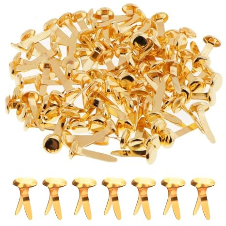 150 Pcs Metal, Split Pins,8x20mm Gold Clips Round Head Mini Brass Brads DIY Split Pins for Crafts Scrapbooks Cards Photo Walls