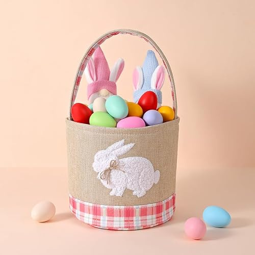 Easter Basket Essentials Gifts Baskets Empty Gift Box for Girls Kids Toddler Baby Easter Egg Basket Toy Bunny Storage Baskets Pink Easter Bucket Organizer for Stuffers