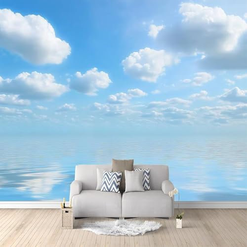 Papier Peint Panoramique Ciel Nuages ​​Blancs Mural 450 x 315 cm (WxH) Ciel Nuages ​​Blancs 3D Papier Peint Intisse Poster Photo Fresque Chambre Coucher Salon Grand Décoration Peinture Murale q387