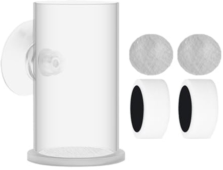 Fish Food Feeder - Aquarium Fish Feeder | Transparent Aquarium Shrimp Feeder Cooking | Suction Cup Design, Anti Drift Ring, Leak Net, Zylindrische Form für Erwachsene