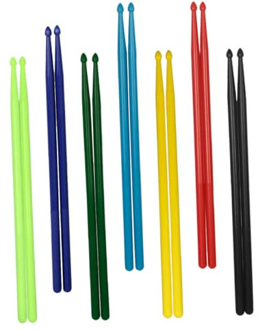 Alasum 7pares Baquetas Nailon Para Batería Colores Set De Baquetas Accesorio Percusión