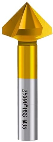 1/2 Stück Fasenfräser 90°, 3-schneidiger Fasenfräser-Bohrer, 16,5-25 mm Schnellarbeitsstahl-Senker, Fasenschneidwerkzeug(1pc,25mm)