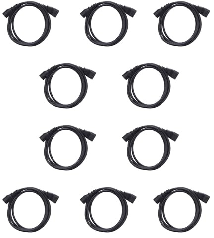 iSynq 2m 10 Pack IEC Power Extension Cable Kettle Male to Female UPS Lead C13 - C14 Mains 240V 10A