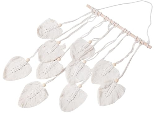 PAGJHRFJG Macrame Wall Hanging Boho Decoration, Macrame Tapestry with Wooden Beads and Leaves Tapestry Wall Hanging, Easy to Use