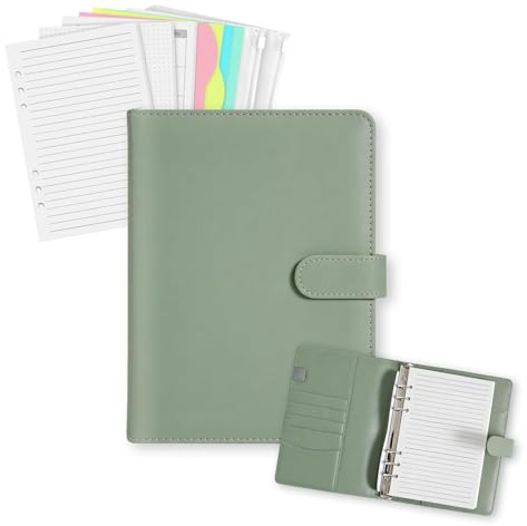 ihaspoko Ringbuch A5 Nachfüllbar Set – 165 Blatt (Liniert, Gepunktet & Wochenplaner), Taschen & Register – Premium PU-Leder Notizbuch & Organizer A5 für Büro, Schule & Reisen