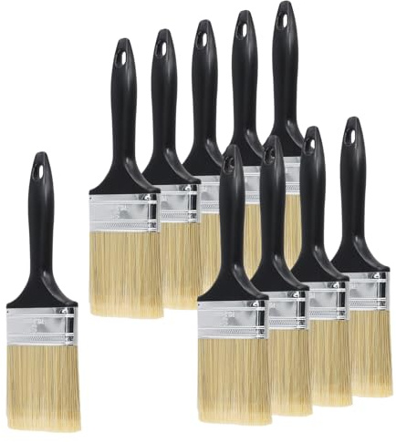 JOIKIT 10 Pcs 3 Inch Chip Paint Brush with Plastic Black Handle for Staining Varnish Painting