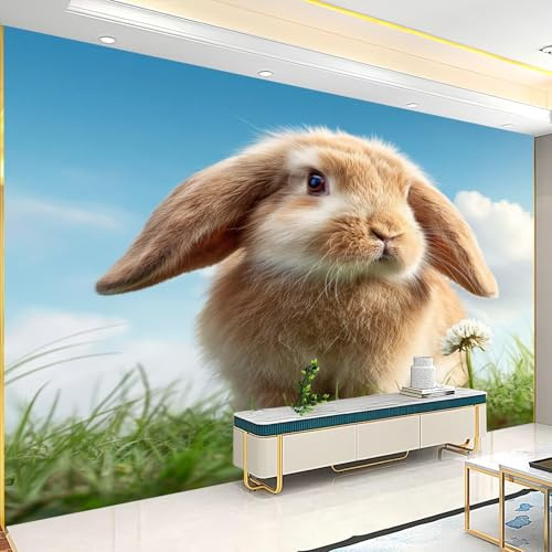 Tizhweqo Papier Peint Panoramique Lapin Hollandais 400x280 cm (WxH) 3D Papier Peint Intissé Lapin Photo Poster Mural pour Chambre Salon Décoration Murale pour Adulte et Enfant 1646v