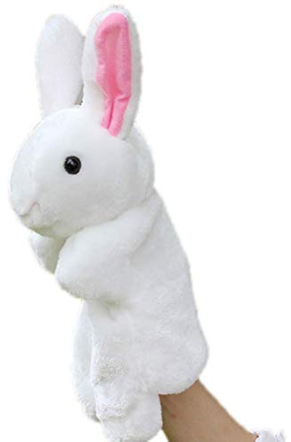 Ghzste Hasen-Handpuppen, Kaninchen-Plüschtierspielzeug, Realistische Hasen-Stofftierpuppen, Rollenspiel-Spielzeugpuppen Zum Geschichtenerzählen (Weiß)