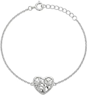 Suzan Gold Herz Armband 925 Sterling Silber Damen Zirkonia Herz Armband vergoldet filigran elegant minimalistisch nickelfrei Geschenk Damenarmband