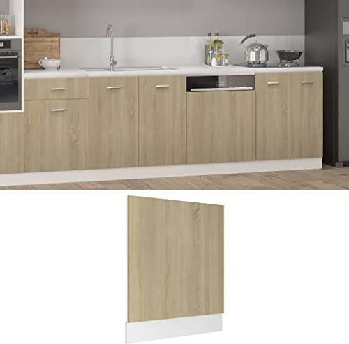 QUAHEAS Lyon Sonoma Oak Dishwasher Cover 59.5 x 3 x 67 cm Front Panel for Kitchen Cabinet, Protects Dishwasher, Easy Cleaning, Durable Trim