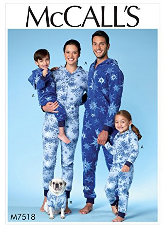 McCall's Patterns 7518, Herren/Damen/Jungen/Mädchen/Kind Overall und Hundemantel, Größen, Papier, Mehrfarbig, S-M-L-XL (Erwachsene)