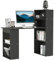 HOMCOM 120cm Computer Desk, Wooden PC Laptop Table with 6-Tier Storage Bookshelves, Home Office Working Study Desk, Writing Workstation, Black