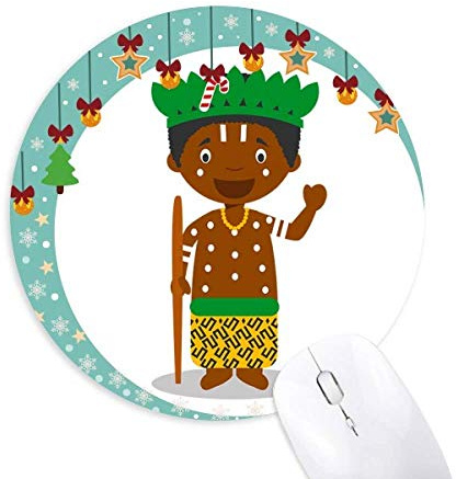 Black Wild Congo Cartoon Mouse Pad Jingling Bell Round Rubber Mat