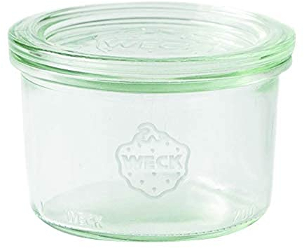 Weck Set aus Sturzgläsern Tarros de Cristal de 200 ml, para conservas, Resistentes al Calor, Aptos para microondas, Horno, Borde Redondeado, 12 Unidades, 200 milliliters, Vidrio, Transparente