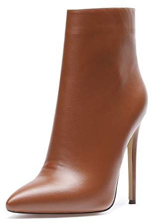 Castamere Polacchine Donna Stivali Cerniera Tacco a Spillo 12CM Marrone Pu Scarpe EU 39.5