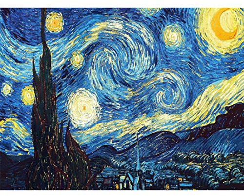 LUUFAN 5D-Diamant-Malerei-Set, rund, für Erwachsene, eingefügt, Kunsthandwerk für Zuhause, Wanddekoration, Van Gogh – Sternennacht (40 x 50 cm)