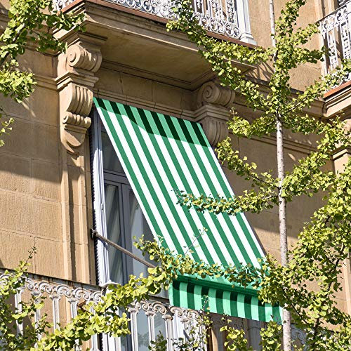 Lovely Tenda da Sole per Esterno, Tenda da Sole per Balconi, Impermeabile, Tenda da Sole a Caduta, 200x300 cm, Telo Ombreggiante, Riduce Luce e Calore, Migliora la Privacy, Fantasia a Righe, Verde