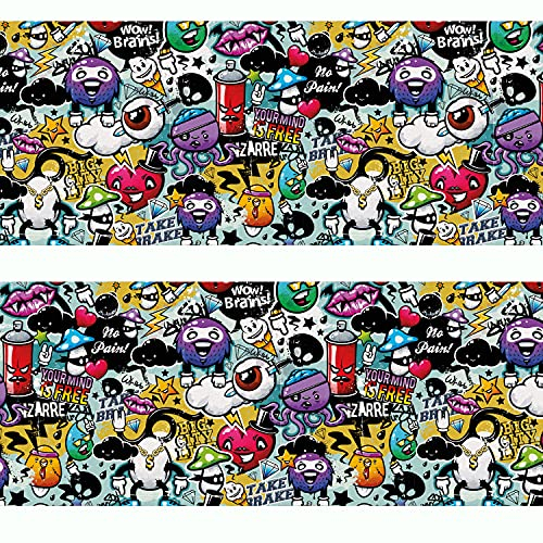 Sunnywall® Wandbordüre Graffiti einzigartiges Design | Baby- Kinderzimmer Dekoration | hochwertiges Tapetenvlies | 400 x 12 cm