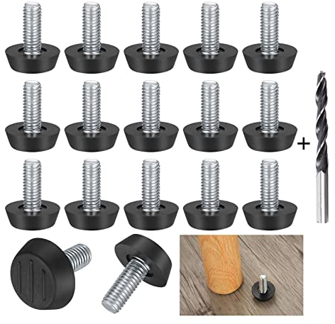 Bateya Lot de 22 Pieds de nivellement - Réglables et de Petite Taille - Vis avec Filetage M8-23 x 27 mm - Idéaux pour Meuble et Chaise