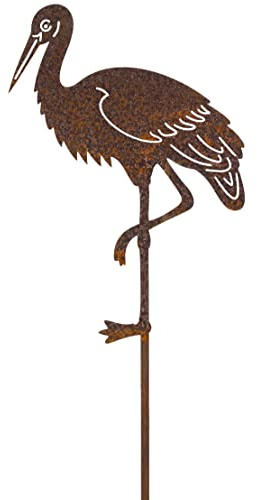 B2S BACK2SEASON Storch am Stab Stecker Edekrost Metall Garten Tier Beetstecker Gartenstecker H=ca. 66 cm