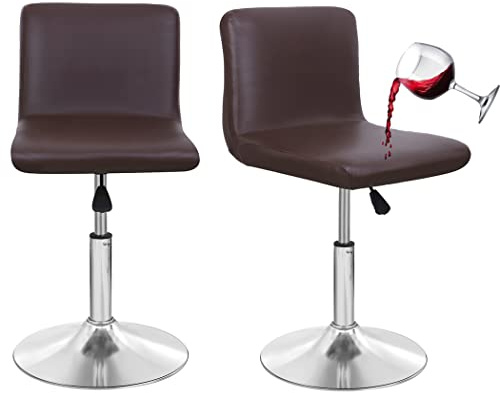 Deisy Dee Wasserdichte Barhocker-Stuhlbezüge, PU-Leder, Barhocker-Stuhlbezüge, Spandex-Schonbezug für kurze Hockerstühle (Kaffee, 2)