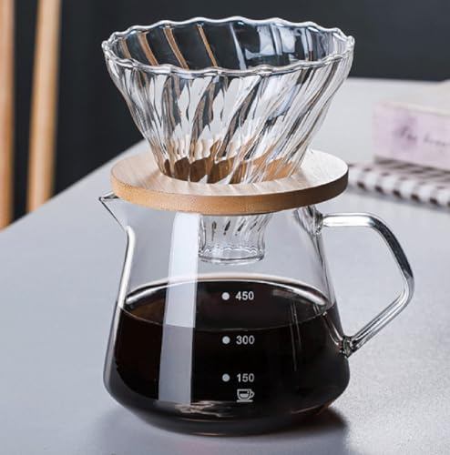COFISUKI Pour Over Coffee Maker - 20 OZ /600ML Glass Carafe Coffee Server with Glass Coffee Dripper/Filter, Drip Coffee Maker Set for Home or Office, 1-5 Cups