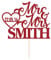 Personalised Wedding Cake Toppers & Decorations - Customised Wedding Gifts for Couple - Double Sided Glitter Paper with Any Name Date (Red)