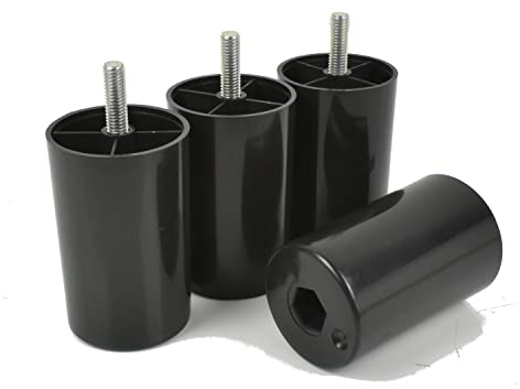Prima-Online woplus, 4 piedini in plastica, per mobili, mobili, mobili, gambe, in plastica, nero, altezza 80 mm, con perno filettato M8 x 25 mm (80 mm, 4 pezzi)