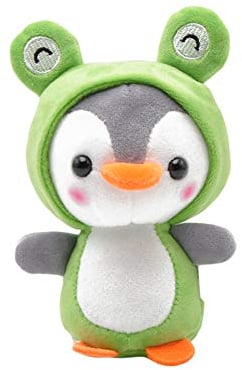 BSOMAM Plush Doll Pendant Keychain Ring Key Holder,Cute Penguin Keychain, Frog Bee Shark Anime Plushie Stuffed (Green)