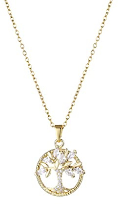 JASXEYO Tree of Life Necklace,Tree of Life Necklace for Women，Wisdom Tree Pendant Women's 18K Collarbone Necklace in Gold