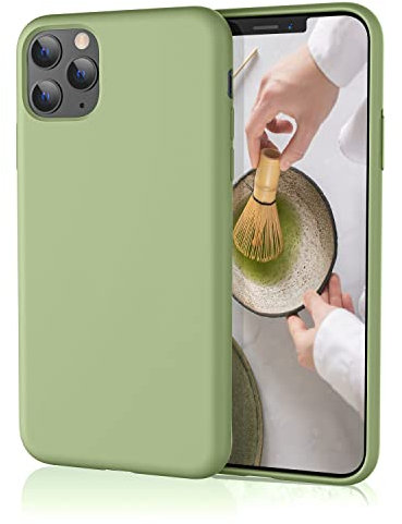 HiiVeet Silicone Case Compatible with iPhone 11 Pro Case 5.8 Inch, Soft Ultra Slim Protective Shockproof Liquid Silicone Phone Case with Anti-Scratch Microfiber Lining,Matcha Green