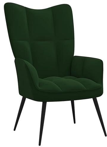 vidaXL Relaxsessel Fernsehsessel Polsterstuhl Polstersessel Relaxstuhl Sessel Stuhl Ohrensessel Loungesessel Armsessel Wohnzimmer Dunkelgrün Samt