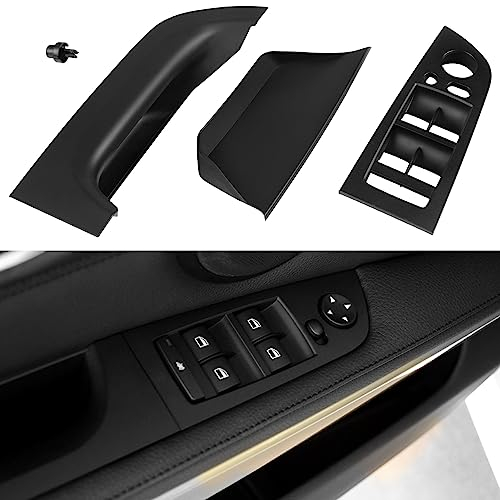 TTCR-II Kompatibel mit Türgriff Innen Vordertür Links BMW 3er E90 E91 2004-2007,Fensterschalter Armlehnenverkleidung für 3er E90 E91 LCI 318i,320i,325i,328i,330i,335i-37.5CM(Keine Demontage)-Schwarz
