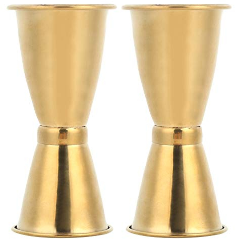 Cóctel Jigger Barra de Acero Inoxidable Barra de Medición Jigger Herramienta para Barman Barman Jiggers Mediciones Bebidas Alcohólicas Marcas Fiesta Perfecta Herramientas de((gold curling) large)