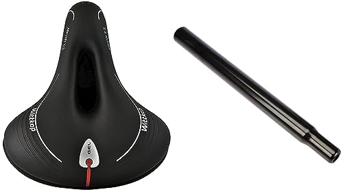 WITTKOP Fahrradsattel mit bequemem 3 Zonen Konzept und extra Gel Polsterung & Prophete Sattelstütze, Material Stahl, Länge: 300mm, Durchmesser 27,2mm, Farbe:schwarz