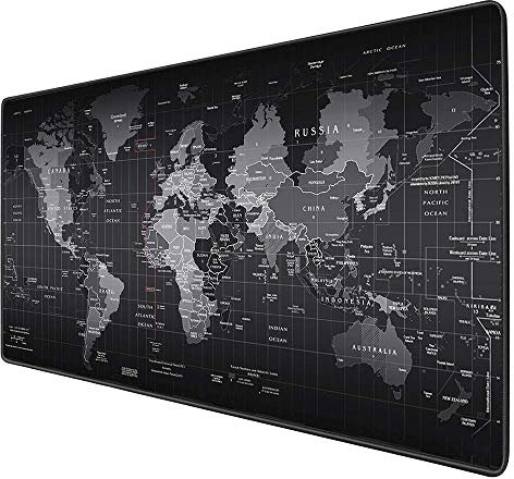 Taylor & Brown World Map XXL Speed Gaming Mouse Pad Large Mouse Mat | 900 x 400mm | Improved Precision and Speed | Rubber Base for Stable Grip on Smooth Surfaces | Non Slip (Black)