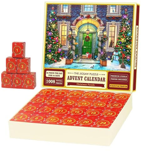 1008pcs Adventskalender Jigsaw Jigsaw Puzzle Adventskalender Weihnachtskalender 2023 24 Tage Weihnachtsjigsaw Süßes lustiges tragbares Weihnachtskalender für Erwachsene Kindergeschenke