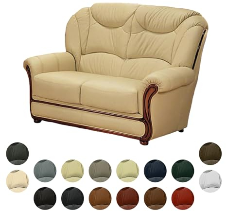 MyVorrei 2-Sitzer-Sofa aus echtem Leder, hergestellt in Italien, 135 x 95 cm, Höhe 102 cm, in 16 Farben