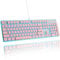surmen G1000 Typewriter Backlit Pink Keyboard Full Size 104 Keys with Metal Panel, Silent Membrane Quiet Office Gaming Keyboard USB Wired for PC Desktop Computer(Pink)