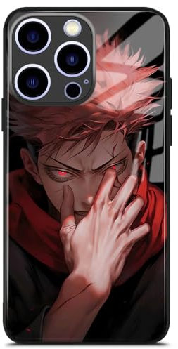 HWLHJJ Yuji Itadori Jjk Custom Frame Shonen Anime Glass Phone Case - Unique Manga Art Cover for iPhone 11 Pro Max