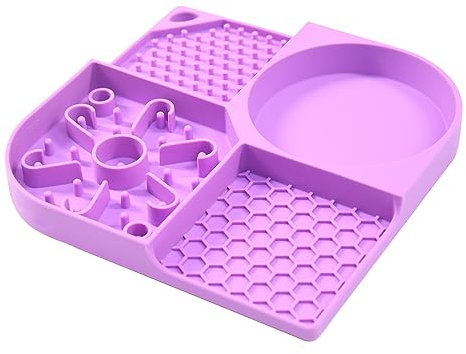 Sunydog Licky Mats for Dogs, Silicone Feeding Mat for Puppy Cat, Dog Slow Feeding Lick Mats with Suction Cup Boredom and Anxiety | Design with Slow Feeder Zone (Purple)