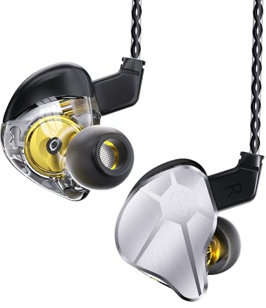 keephifi CCZ BC04 HiFi IEM in Ears ecouteurs Filaire in Ear Monitor,écouteurs Intra-Auriculaires pour chanteurs, 1BA 1DD Écouteurs filaires de Jeu légers, 2PIN-Z détachable câble(Argent,sans Micro)