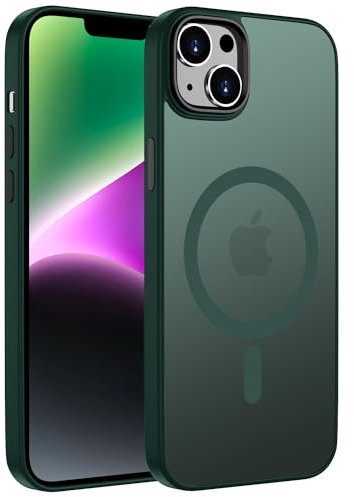 ORDA für iPhone 14 Plus Hülle 6.7 Zoll Kompatibel mit MagSafe,Magnetisch Handyhülle für iPhone 14 Plus Case Durchscheinende Matt Rückseite Dünn Stoßfest Schutzhülle Grün