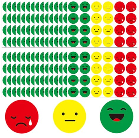 QEQSHQO 600PCS Smiley Face Sticker, Stimmungsaufkleber, Aufkleber, Smile Aufkleber Sticker, Lächeln, traurige Aufkleber,Neutral, Traurig, rot-gelb-grüne(2,5 cm)