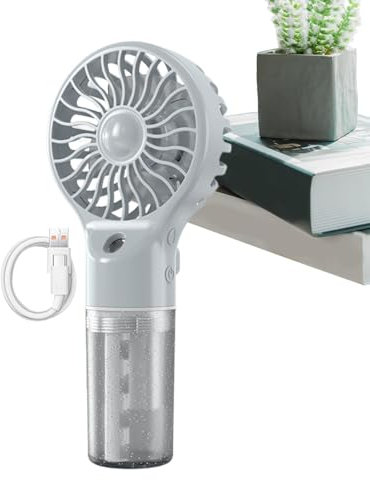 Handheld Fan - Humidifier Mist Handheld Fan, Water Mist Spray Fan | Battery Powered Cooling Mist Fan, Rechargeable Battery Operated Desk Fan for Travel Outdoors Camping, 8.07x2.17x3.46 Inches