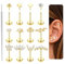 JeweBella 12 Stück Nasenpiercing Stecker für Damen Chirurgenstahl Einstecken Flache Ohrringe Stern Herz Schlange Gewindelose Nasenstecker 20G Labret Lippenpiercing Tragus Conch Helix Piercings