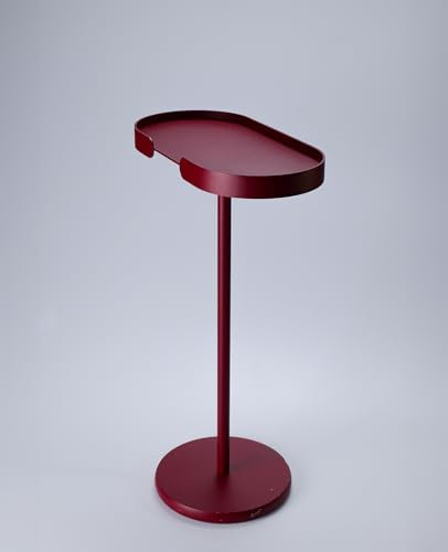 Siqual Design Metall Beistelltisch mit festem Tablett, wetterfest & stabil für Wohnzimmer, Balkon & Garten, Made in EU – Beistelltisch Stan (Red)